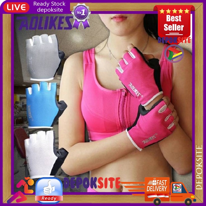 1 Pasang AOLIKES 104 Sarung Tangan Fitness Gloves Gym Gloves Weightlifting Cycling Gloves Olahraga