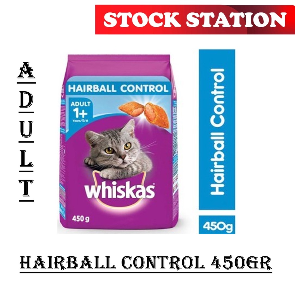 WHISKAS HAIRBALL CONTROL CHICKEN &amp; TUNA 450GR(GRAB/GOSEND)