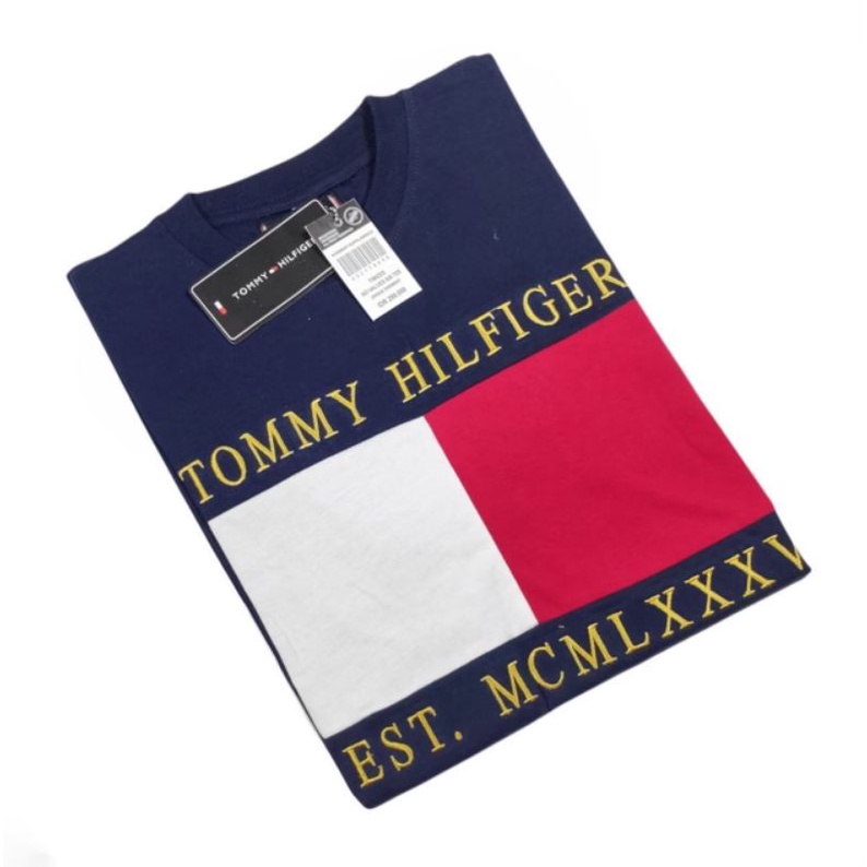 KAOS PRIA PREMIUM TOMMY HILFIGER6585 BORDIR LENGAN PENDEK M L XL