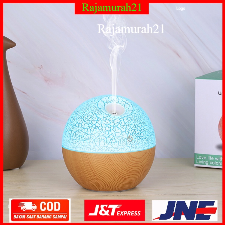 Air Humidifier Ultrasonic Aromatherapy Oil Diffuser RGB Light 130ml - J-008 - Wooden