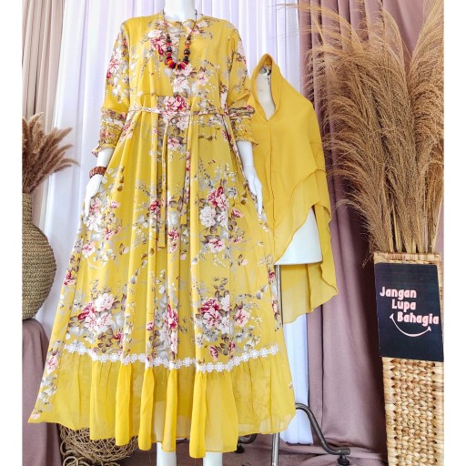 Paling Komplit M L Xl Xxl - Couple Gamis Sarimbit Batik Hem Dan Kemeja Keluarga