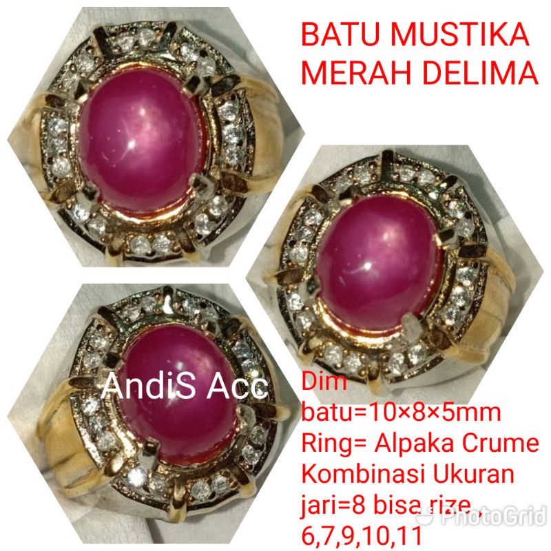 CINCIN BATU MUSTIKA MERAH DELIMA ASLI