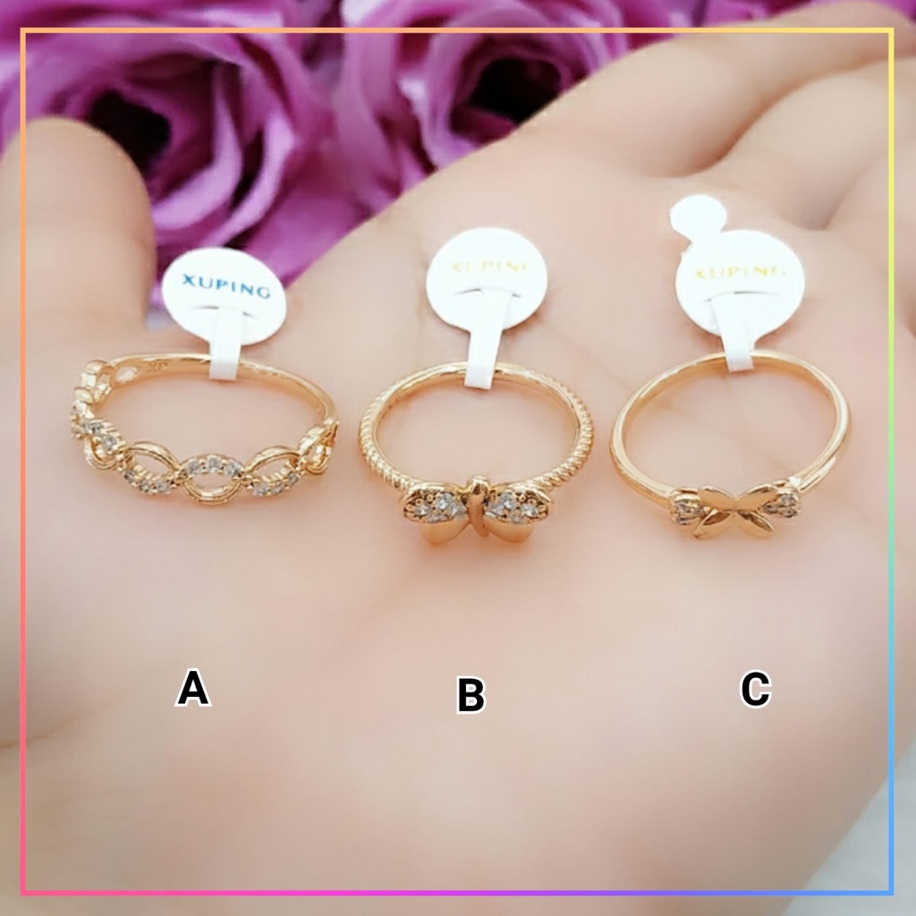 Cincin Ori xuping cincin dewasa premium permata zirqon bunga cantik perhiasan lapis emas gold A169