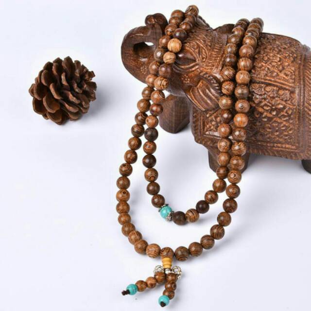 Tasbih Kalung Gelang Buddha 108 Kayu Polos Dan Mix 8mm