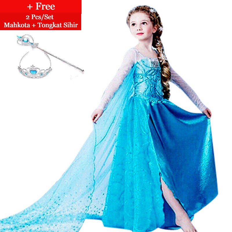 Gaun Frozen Elsa / Dress Frozen Elsa  Kostum Princess / Dress Anak Frozen / Baju Dress Frozen