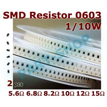 20 pcs Resistor SMD 5.6 hm 6.8 ohm 8.2 ohm 10 ohm 15 ohm 5R6 6R8 8R2 10R 15R