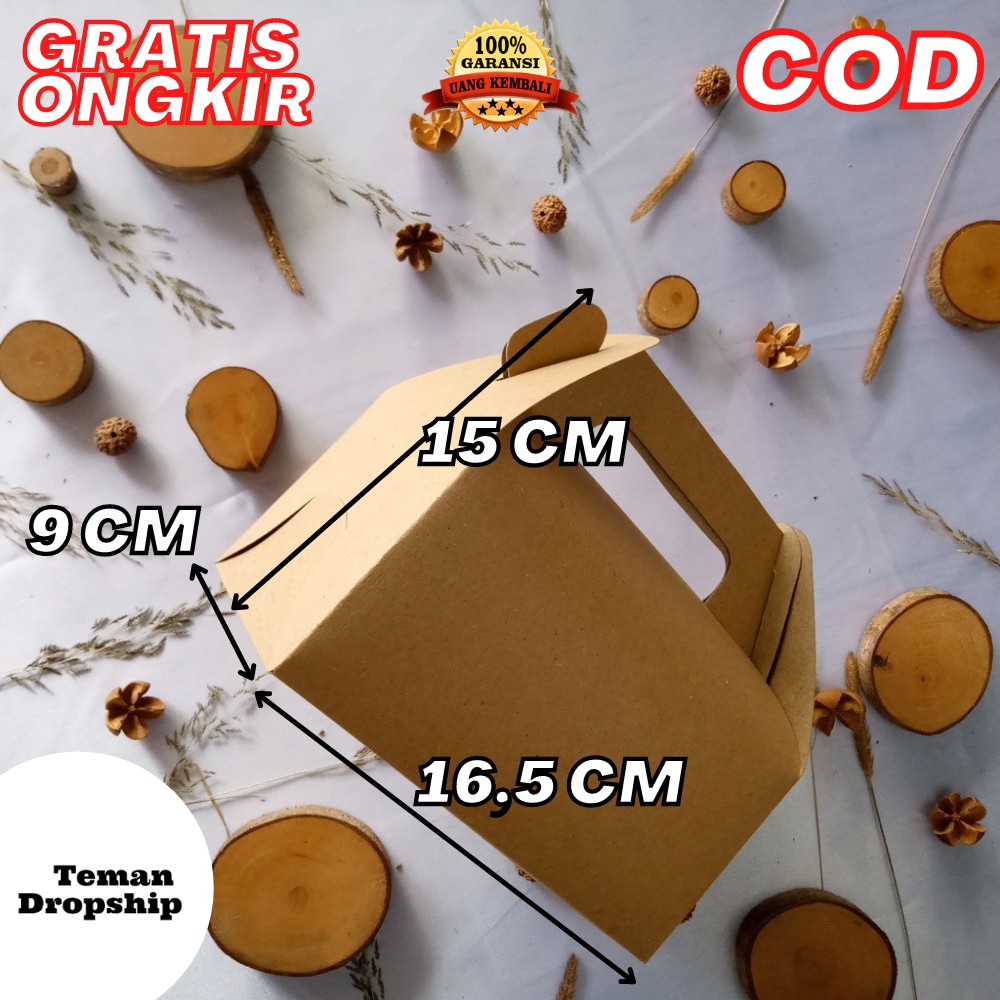 

TAS GABLE BOX KADO BAHAN KERTAS BROWNKRAFT 280GR SIZE 16,5X9X15 CM