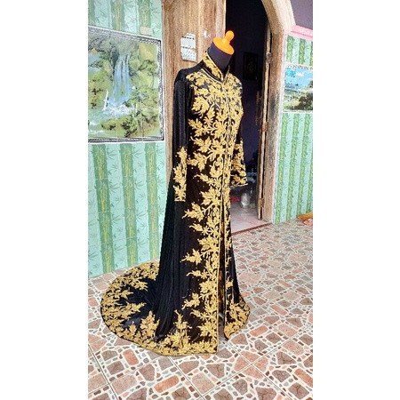 Kebaya bludru pengantin/kebaya modern/kebaya bludru motif daun