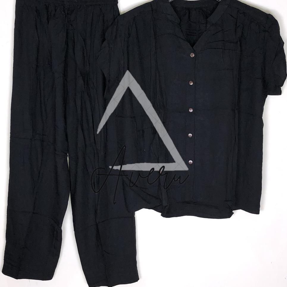 ► JUMBO Baju Tidur Wanita Piyama Setelan Rayon CP Celana Panjang - Polos ♘