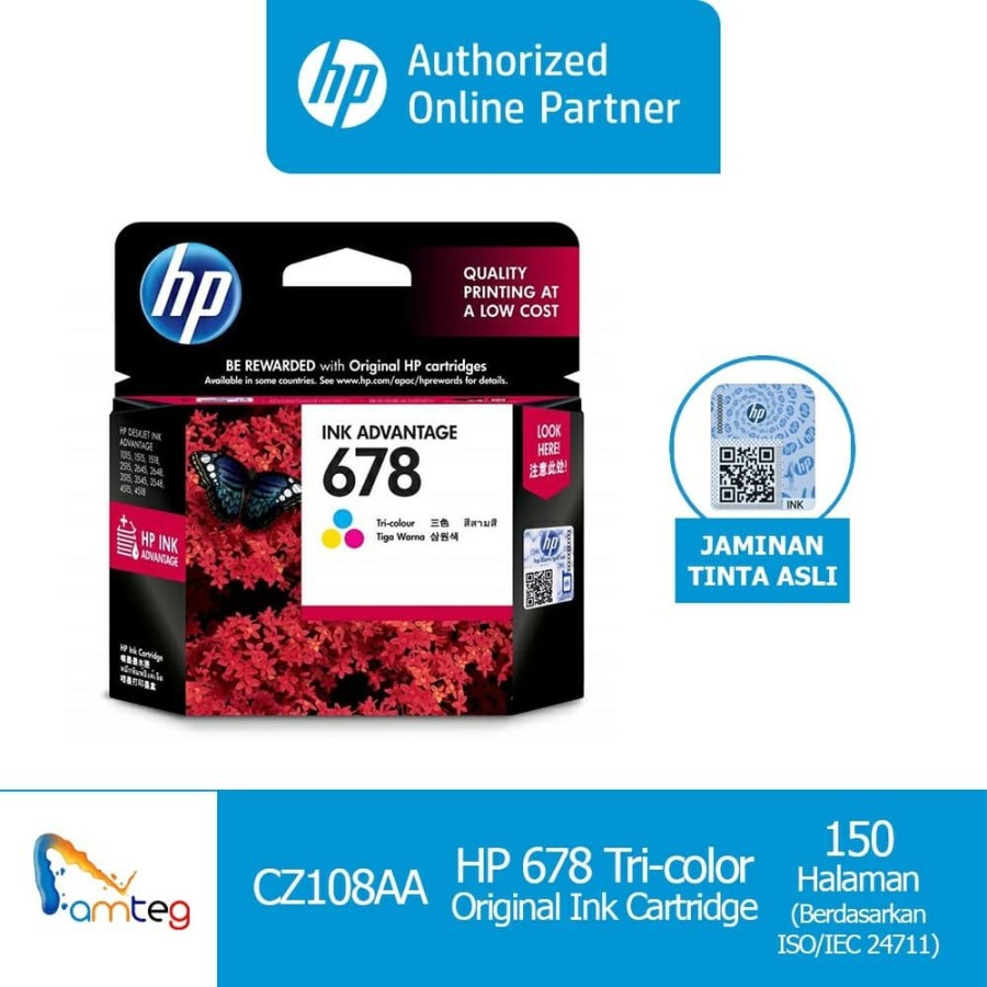 HP Tinta  678 Tri Color Original Ink Advantage Cartridge [CZ108AA]