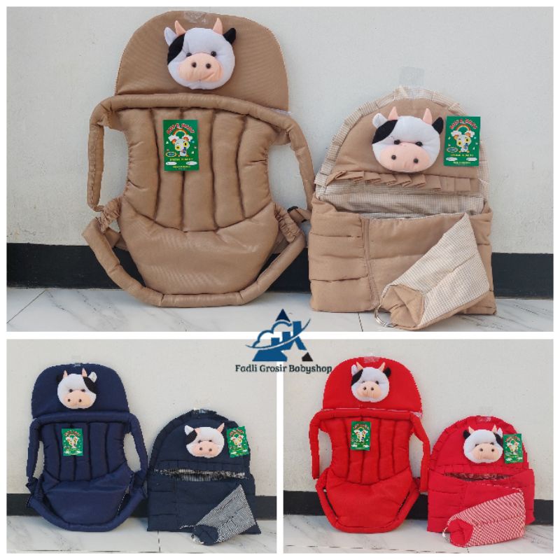 Paket Hemat (2 in 1) Gendongan Bayi Samping Topi Boneka Sapi Dan Gendongan Bayi Depan Topi Boneka Sapi Terbaru