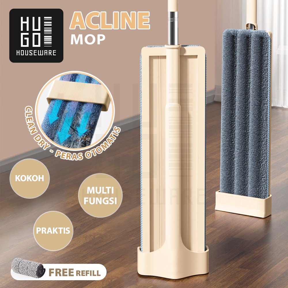 HUGO Alat Pel Praktis Tarik Peras Otomatis Ultra Mop Acline Pel Lantai Mop Cream