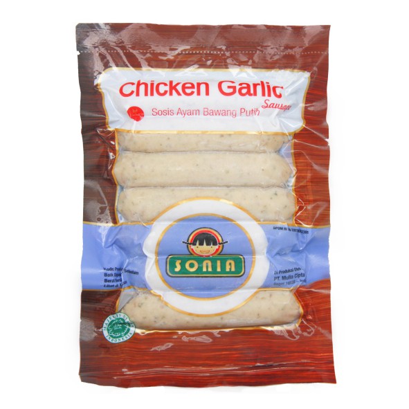 

Sosis SONIA Ayam - Chicken Garlic Cocktail 21/34 (250gr) - isi 7 pcs
