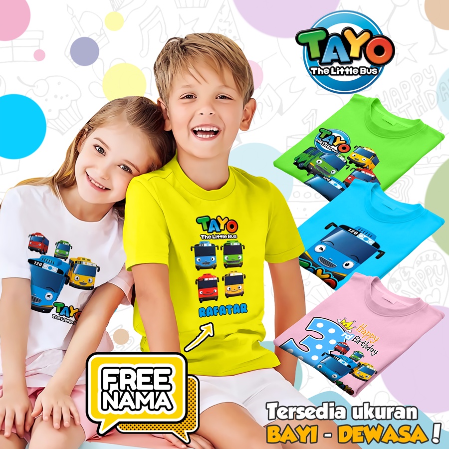 [FREE NAMA!!] Baju Kaos ANAK DAN DEWASA TAYO BANYAK MOTIF