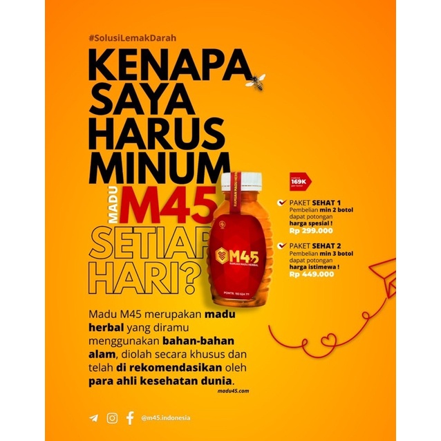 M45 Ramuan Madu 45 Obat Herbal Jantung Koroner Menurunkan Asam Urat Lemak darah Triglisireda Stroke