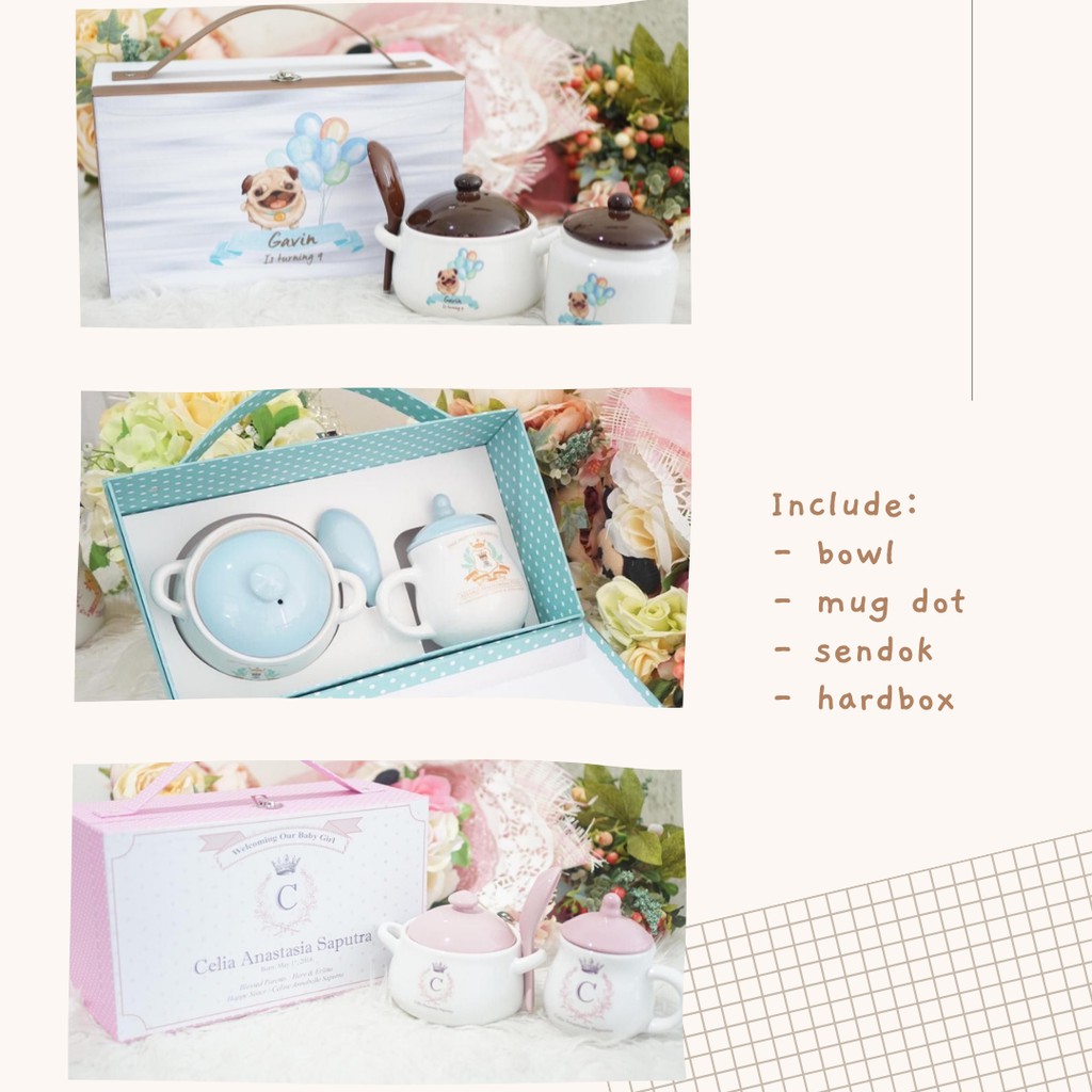 CUSTOM NAMA Souvenir/Hampers Ulang Tahun Hardbox Koper | Souvenir Ultah Anak Kembar| Souvenir Custom