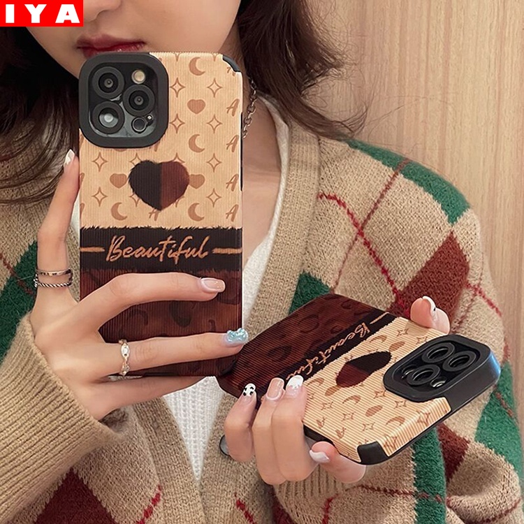 Case Pola Hati Warna Hitam Coklat Untuk Samsung A03 A53 A23 A10S A21S A72 J7 Prime A33 5G A03S A13 A32 A22 A52 A52S A12 A11 A20 A30 J2Prime A02S A02 A01 A50 A50S A30S S22 Ultra