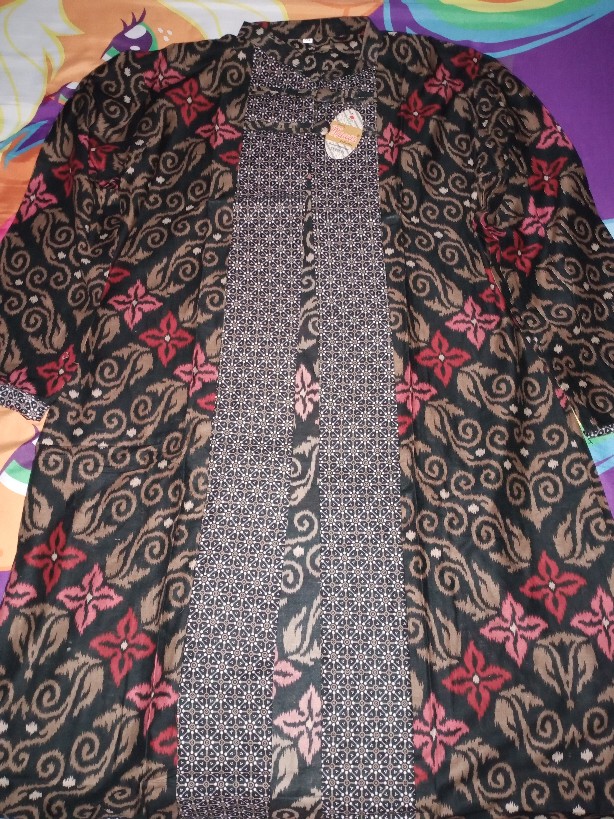 Longcardi Aluna Bunga Zigzag Lawasan Outer Batik Kantoran Wanita Formal Kondangan Katun Halus