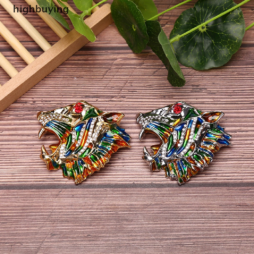 Hbid Bros Pin Enamel Desain Kepala Harimau Vintage Hias Kristal Berlian Imitasi Colorful Untuk Wanita