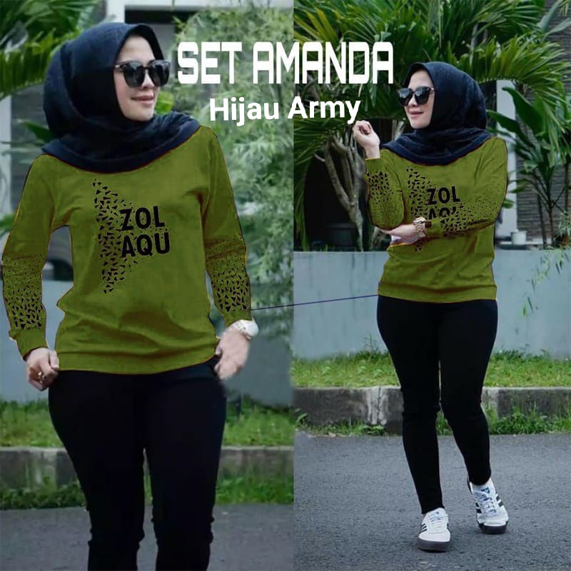 COD☑️Pakaian Set Wanita/Set Amanda/AllSize/Taining Set/Set Olah raga/Stelan Olah Raga Wanita/Good Quality