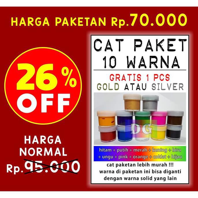 

Cat Tekstil / Lukis utk kaos / kanvas / tas / sepatu - paket 10 warna AR044