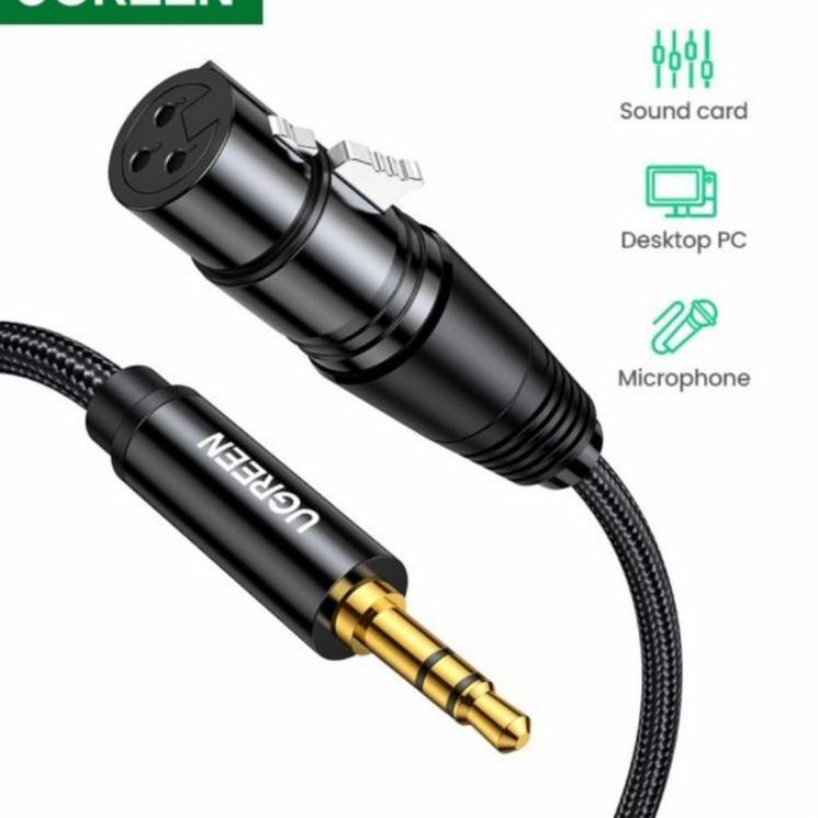 Super Premium Ugreen XLR Microphone to Aux 3.5mm - Ugreen Jack 3.5 mm Male to XLR