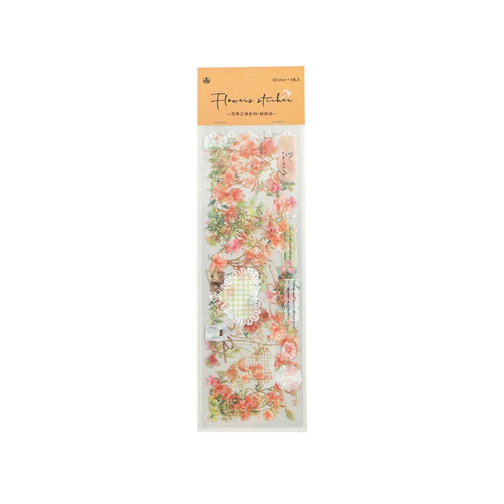 Solighter 3pcs Stiker Hias Alat Tulis DIY Floral Bunga Vintage Diary
