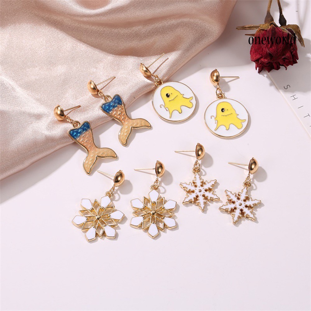 OW# Women Christmas Tree Snowflake Pumpkin Pendants Ear Stud Earrings Jewelry Gift