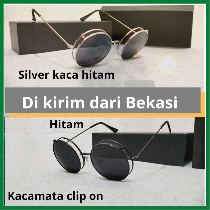 ORIGINAL-kacamata boboho klip on clip on model bulat klasik bundar vintage fashion wanita kaca bulat