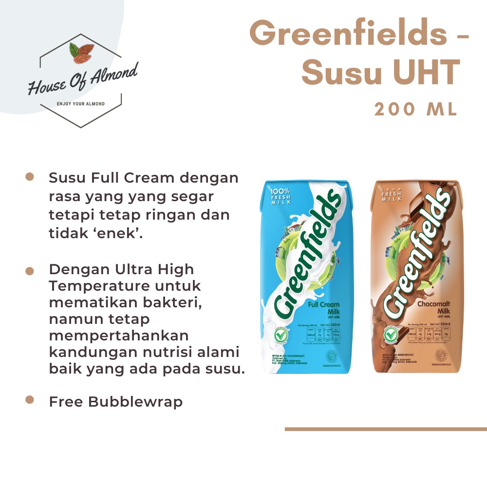 

Greenfields Susu UHT / UHT Milk 200ml