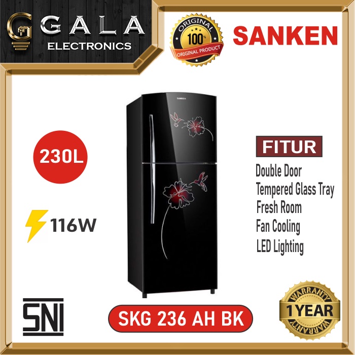 LEMARI ES / KULKAS SANKEN SKG 236 AH BK (2 PINTU)