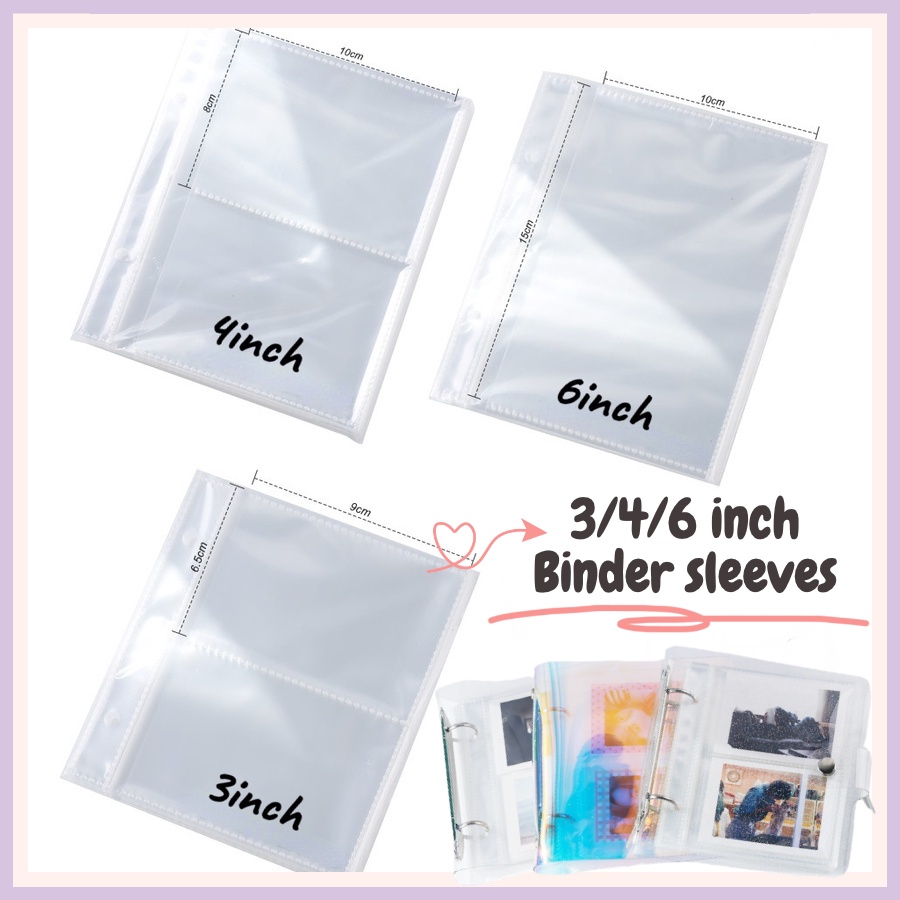 25pcs 3 Inch 4 Inch 6 Inch Sleeves Transparent Double sides PP Sleeves Photo Album Binder Inner Refills Card Holder Pages