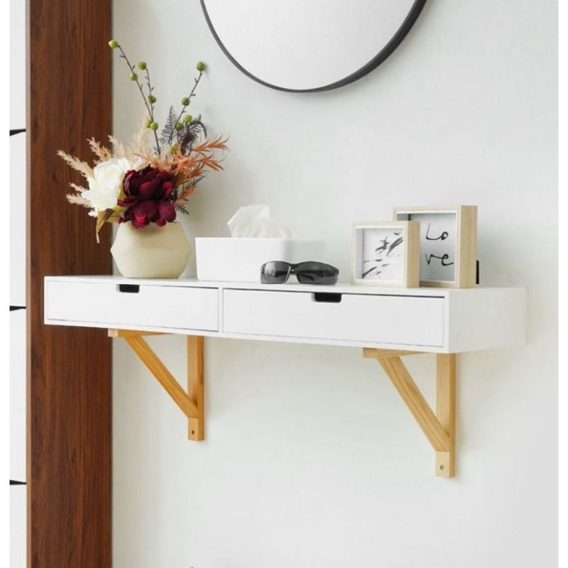 Informa Chicago Drawer Shelf Rak Dinding Putih - Meja Laci dan Ambalan