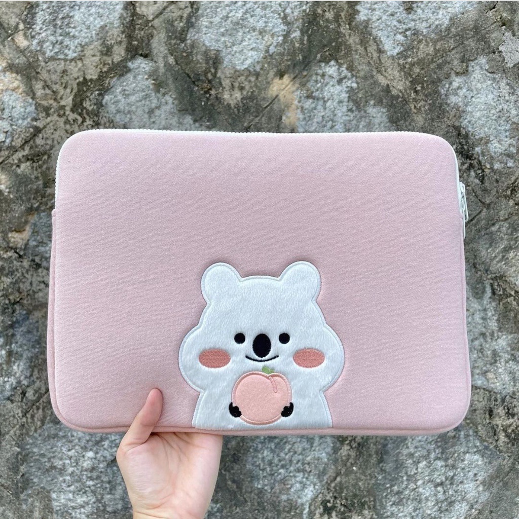 Sleeve Pouch Sarung Tas Bag Case Ipad Tab Tablet Macbook Air Pro Laptop Asus Acer Lenovo HP Huawei 11 12 13 14 15 inch Motif Gambar Tupai Squirrel Warna Biru Navy Pink Lucu Cute Murah Korean Model