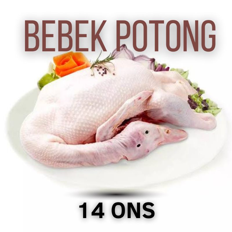 

Bebek Potong Berat 14 Ons / 1,4 Kg Putih Bersih Tanpa Bulu Daging Mentah Empuk Dengan Kepala