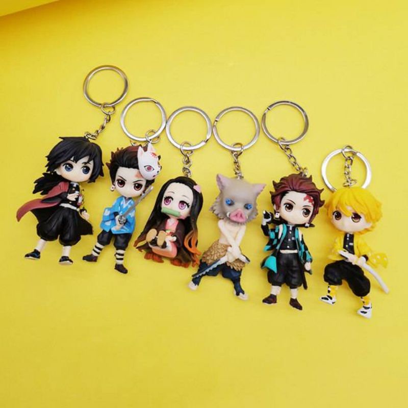 (BISA COD)Gantungan Kunci Figure Anime Kimetsu no Yaiba Demon Slayer Tanjiro Nezuko Giyu Inosuke