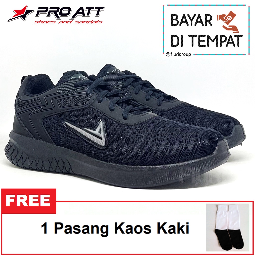 FIURI - Pro ATT Original - PA 700 FULL HITAM  39-44 - Sepatu Kets Pria - Sepatu Sneakers Pria - Sepatu Olahraga Sport Pria - Sepatu Casual Kanvas - Sepatu Jogging Lari Fitness Gym Senam Pria- Sepatu Anak Laki-Laki Cowok - Sepatu Sekolah Bertali SD SMP SMA