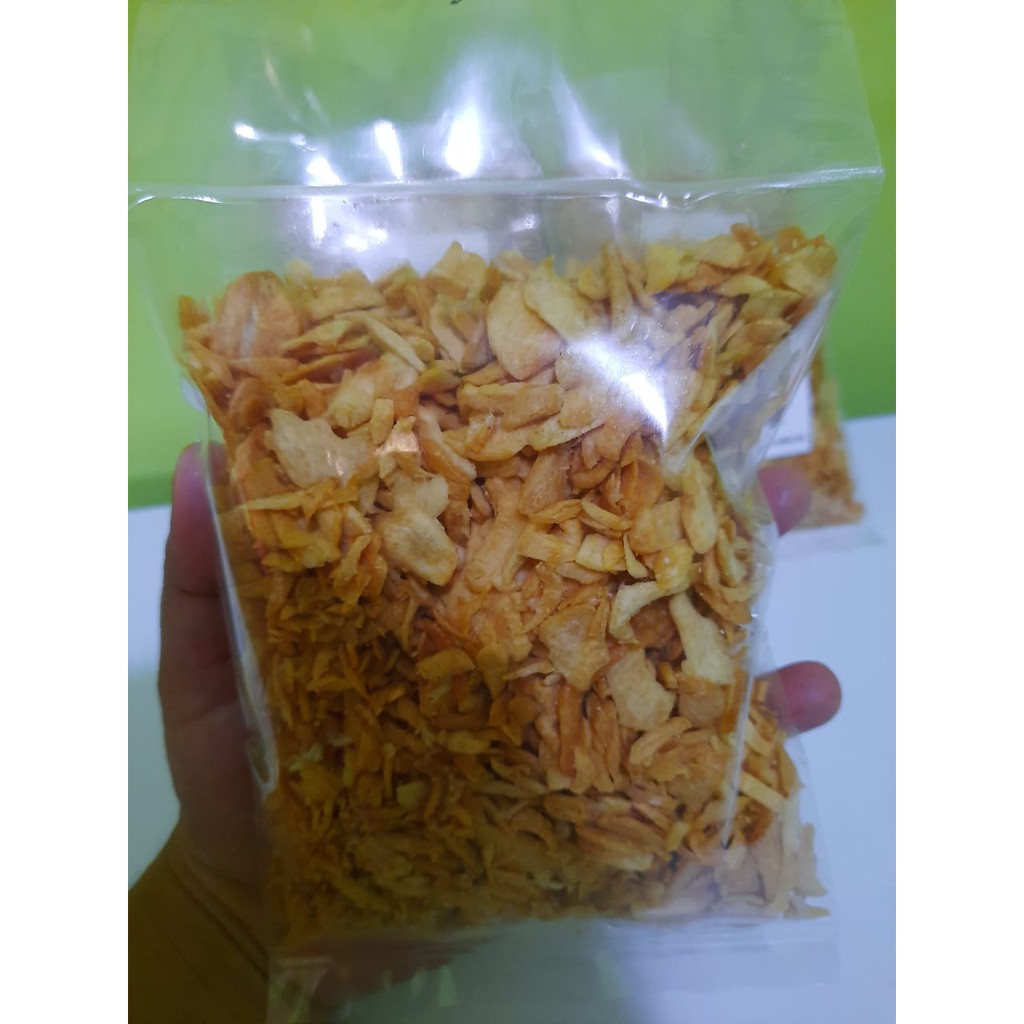 BAWANG PUTIH GORENG LESTARI 100 GRAM TANPA CAMPUR TEPUNG ASLI