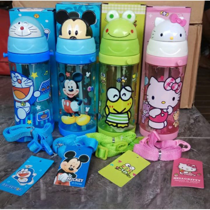 BOTOL MINUM ANAK KEPALA KAREAKTER LUCU FREE SEDOTAN+TALI SELEMPANG