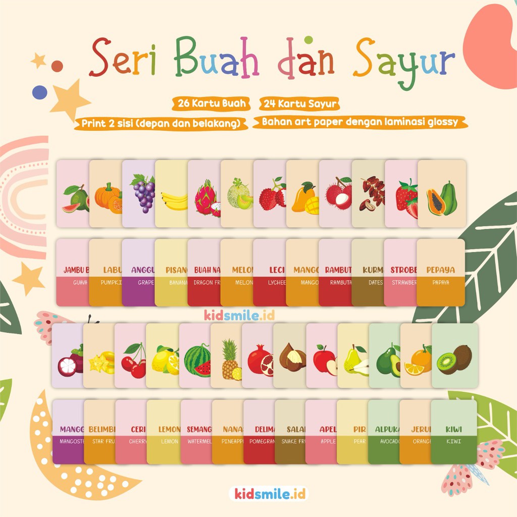 Flash Card Kidsmile BUAH SAYUR Mainan Edukasi Anak Flashcard Anak Flash Card Anak Flashcard Kidsmile