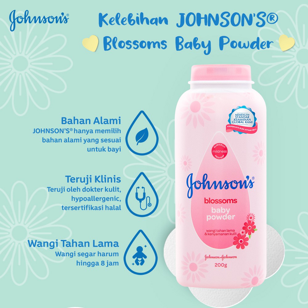 ☘️ CHAROZA ☘️ JOHNSONS / JOHNSON Blossoms / Milk + Rice / Bedtime / Reguler / Active Fresh / Cornstarch Baby Powder