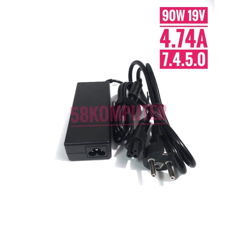 Adaptor Charger Casan Laptop HP Compaq Presario Cq43 Cq50 Cq57 Cq58 Cq60 Cq61 Cq62 Cq72, Compaq 2210b 2510p 2710p 6720t 6730s 6830s 4415s 4510s 4720s, HP 2000 255 2000-2a10nr 19V 4.74A 7.4*5.0MM 90W