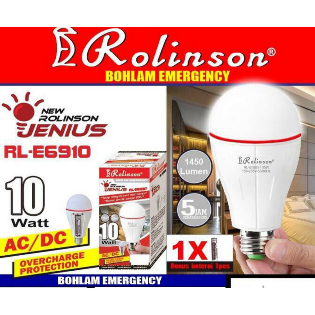 G501 Rolinson 6910 64K LAMPU EMERGENSI ORIGINAL G501 EMERGENCI EMERGENCY LED DARURAT BATERAI CAS 18650 AC DC MAGIC LAMP BOHLAM SINAR TERANG ROLINSON PENERANG  10 WATT ASLI TAHAN 5 JAM  Lampu emergency New Rolinson jenius 10 Watt bisa ganti baterai free