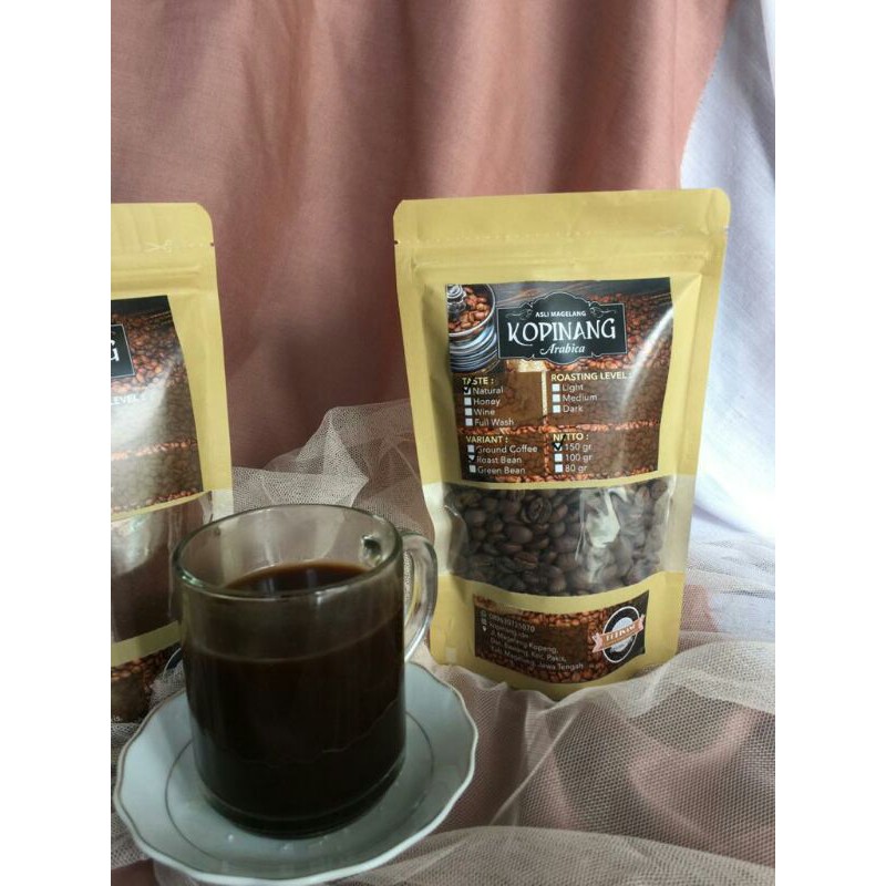 

KOPINANG ARABICA NATURAL 150gr BIJI/BUBUK (KOPI ASLI MAGELANG)