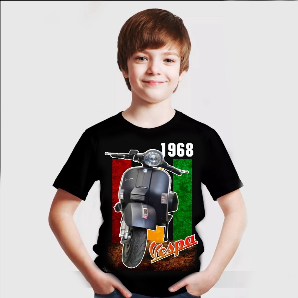 Kaos anak-anak gambar vespa keren / kaos anak tanggung umur 8 tahun sampai 13 tahun