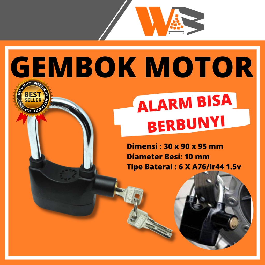 COD Gembok Alarm Motor Suara Anti Maling / Lock Siren 10mm