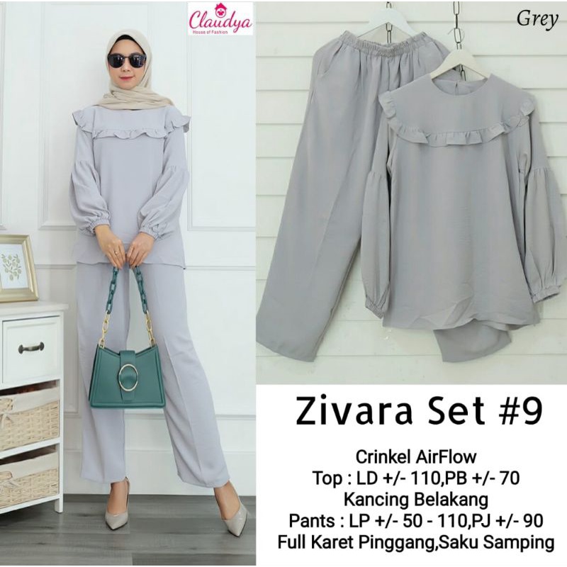 zivara set by claudya setelan casual wanita airflow
