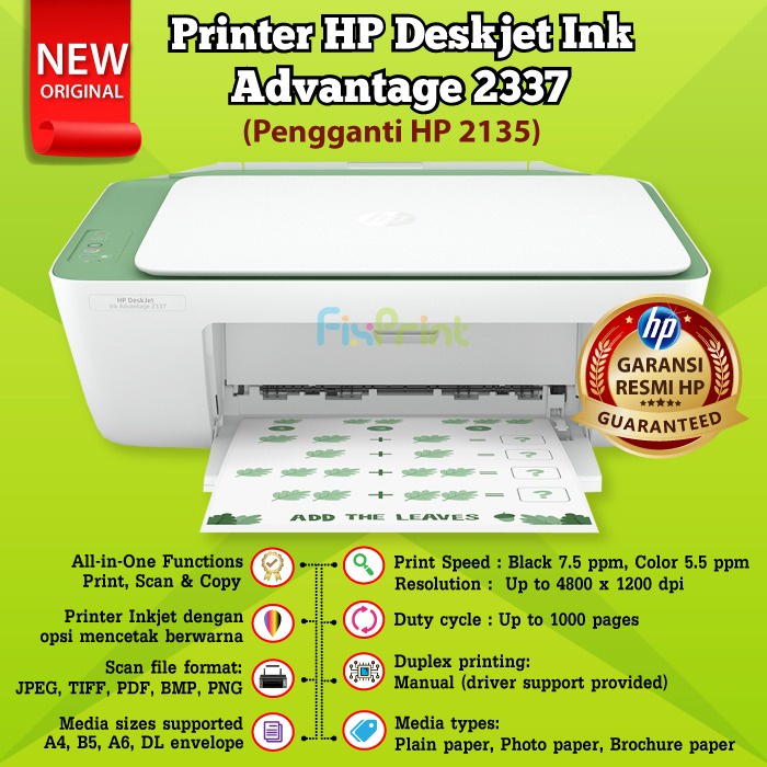 Printer HP 2335 2336 2337 Print Scan Copy ORIGINAL RESMI include cartridge 682 Penerus Inkjet 2135