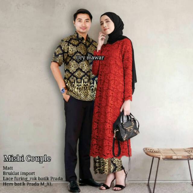 9tengbatik batik couple misbi couple kebaya brokat katun prada merah marun jambi