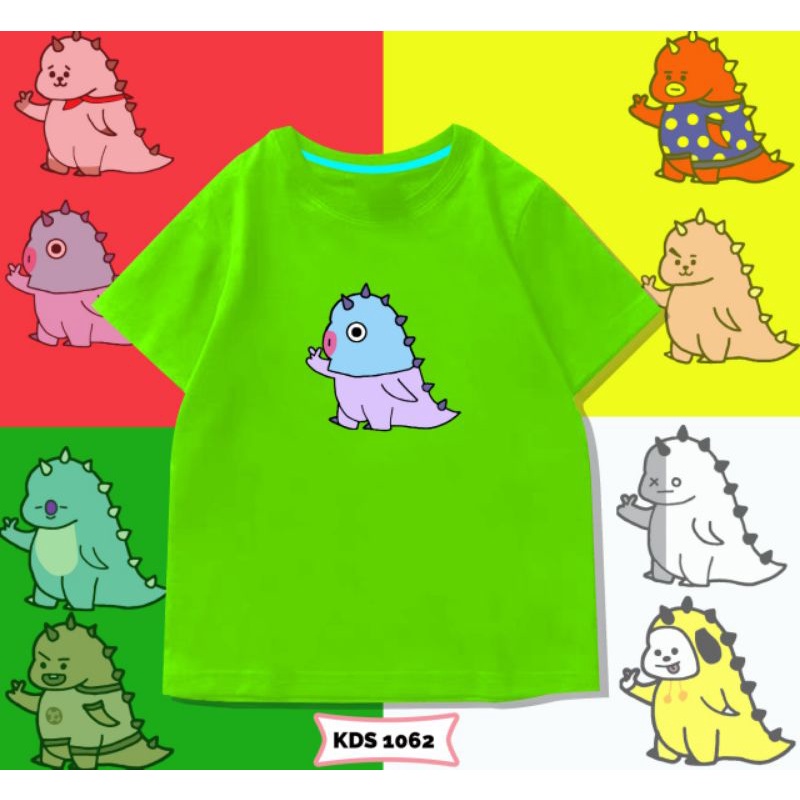 KAOS ANAK BT21 DINO UNISEX PEREMPUAN&amp;LAKI-LAKI/KAOS ANAK BTS DINO COTTON 24S